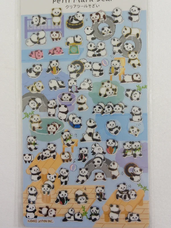 Cute Kawaii Kamio Panda Bear Sticker Sheet - with Gold Accents - for Journal Planner Craft Agenda Organizer Scrapbook