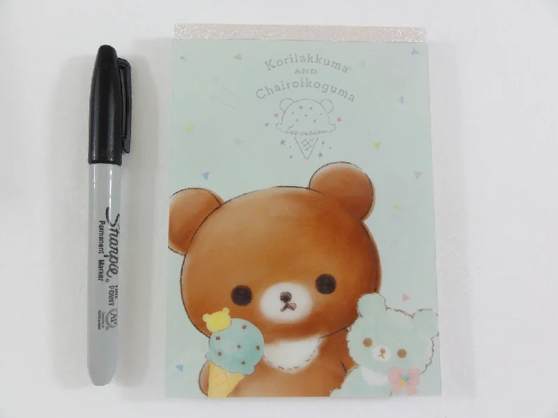 Cute Kawaii San-X Rilakkuma Bear Chairoikoguma Ice Cream 4 x 6 Inch Notepad / Memo Pad - Stationery Designer Paper Collection