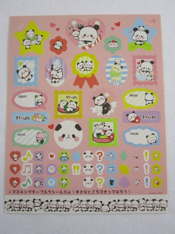 Cute Kawaii Kamio Mochi Panda Large Sticker Sheet - Collectible - for Journal Planner Craft Stationery