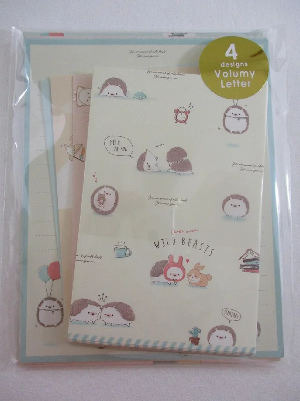 Cute Kawaii Q-Lia Hedgehog Rabbit Cute Wild Beasts Letter Set Pack - Stationery Paper Envelope Penpal