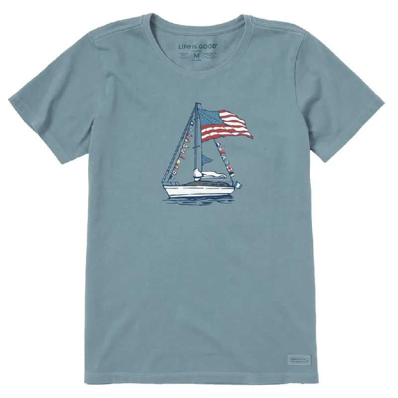 Life Is Good : Women's USA Sailboat Crusher-LITE Tee