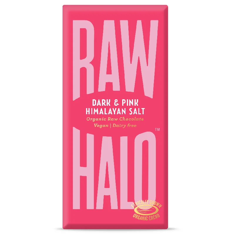 Raw Halo Vegan Dark & Pink Salt Chocolate Bar 70g