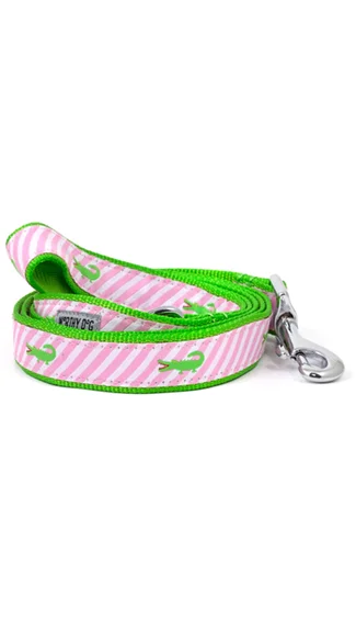 The Worthy Dog Lead: Pink Stripe Alligator