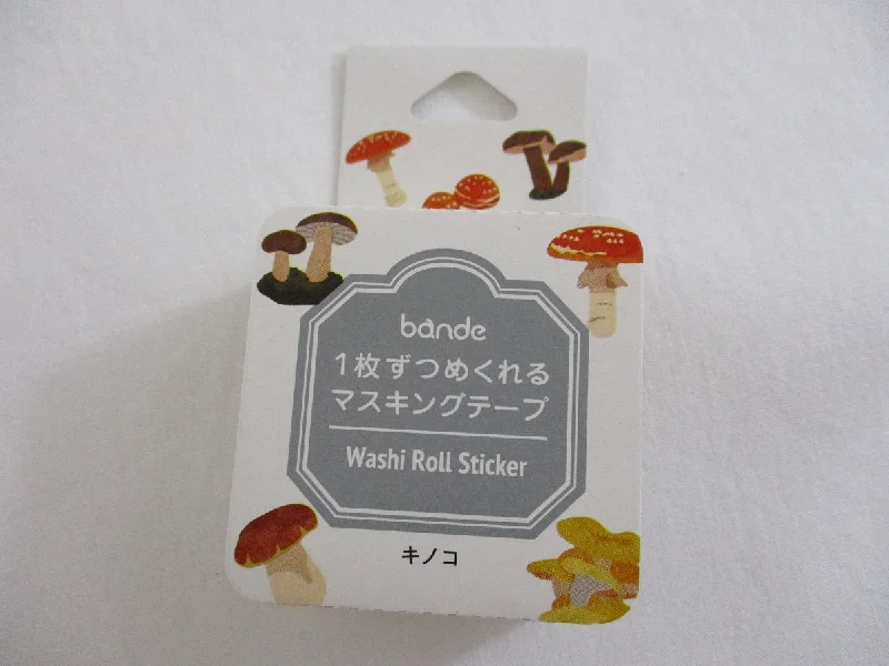 Cute Kawaii Bande Roll of 200 Stickers - Washi Tape Paper - Mushroom - for Scrapbooking Journal Planner Craft