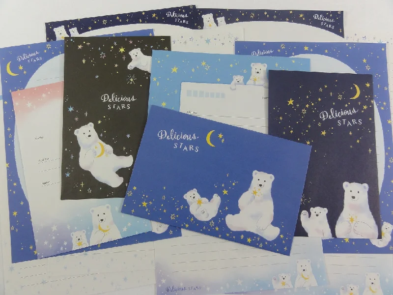 Cute Kawaii Mind Wave Stars Bear Letter Sets - Stationery Writing Paper Envelope Penpal