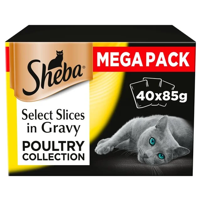    - Cat food for dental health  Sheba Select Slice Adult 1+ Cat Food Pouch Mixed Poultry Gravy 40 x 85g