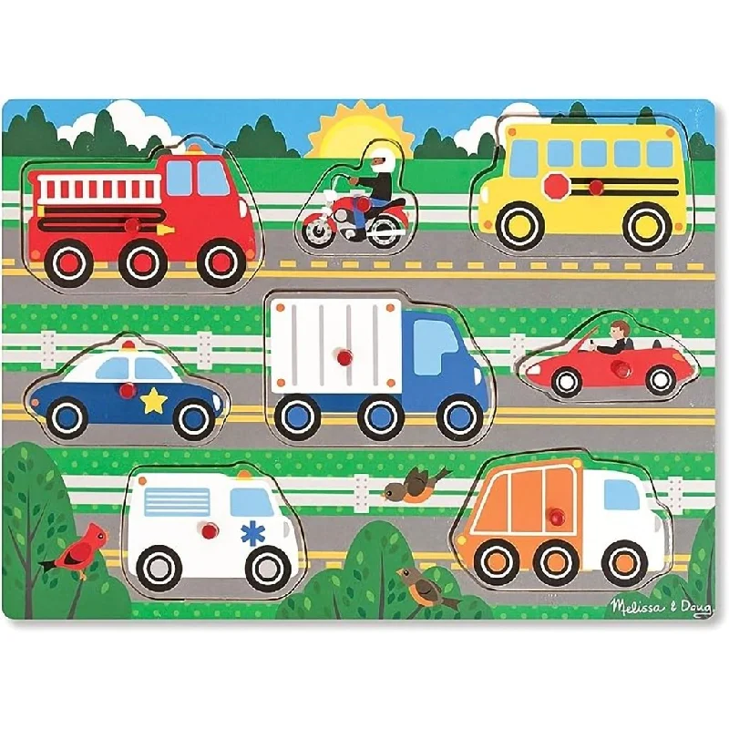 Melissa & Doug : Vehicles Wooden Peg Puzzle