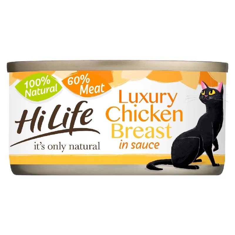    - Grain-free cat food recommendations  HiLife It's Only Natural Luxury Cat Food - Chicken Breast in Sauce 70g