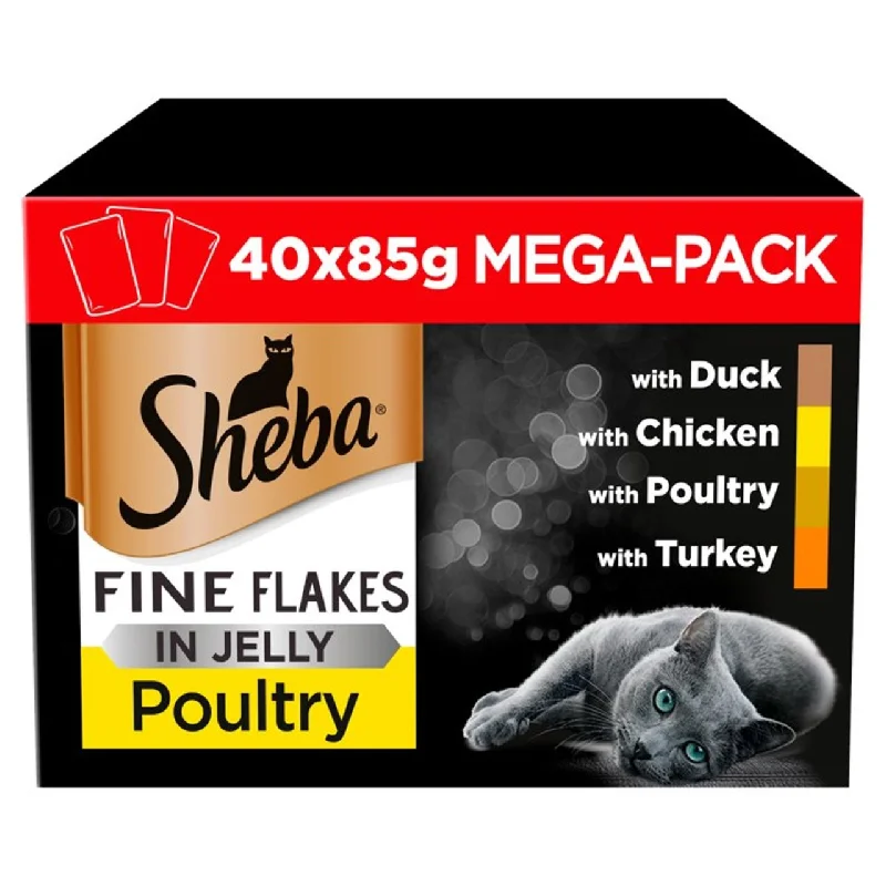    - Cat food for digestive health  Sheba Fine Flakes Adult 1+ Wet Cat Food Pouch Mixed Poultry Jelly 40 x 85g