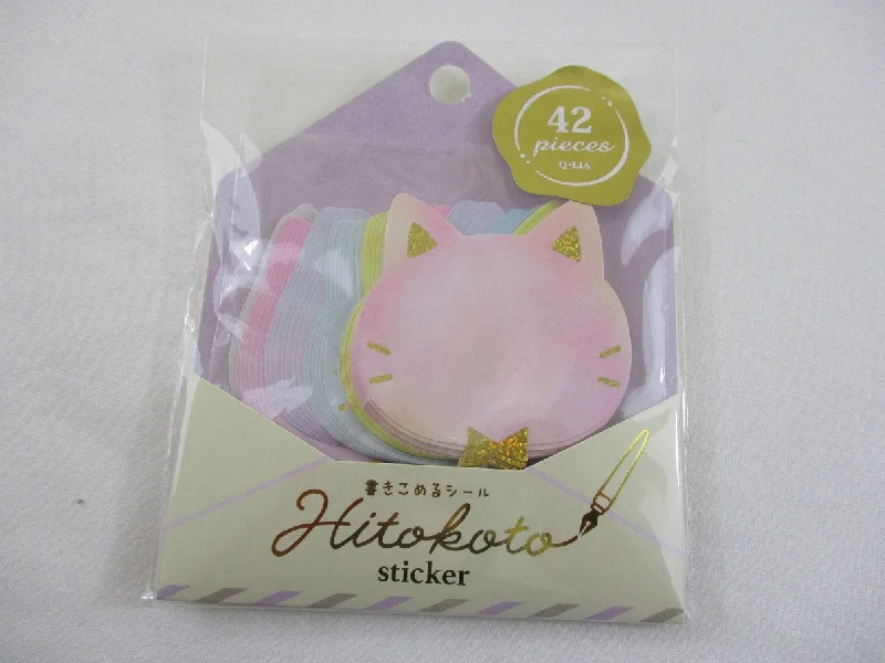 Cute Kawaii Q-Lia Cat Write on Flake Stickers Sack - for Journal Planner Agenda Craft Scrapbook