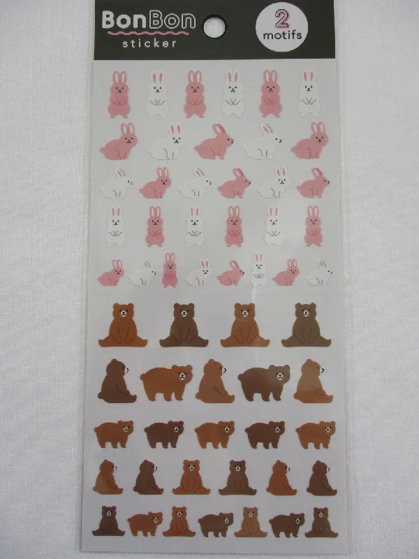 Cute Kawaii MW BonBon Series - Bear and Rabbit Sticker Sheet - for Journal Planner Craft