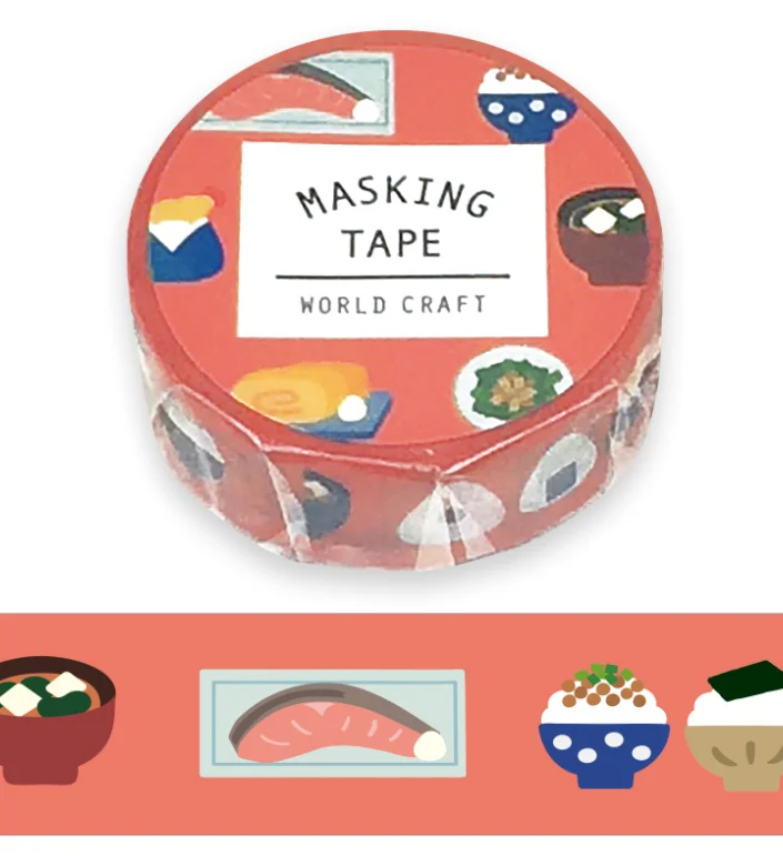 Cute Kawaii World Craft Washi / Masking Deco Tape - Food Rice Bowl Miso Soup Seaweed - for Scrapbooking Journal Planner Craft