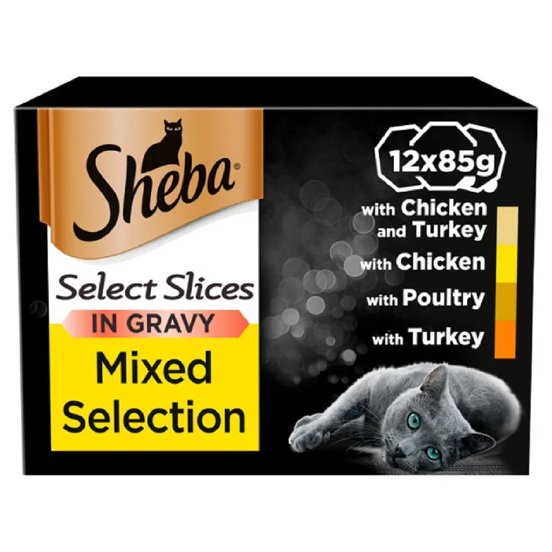    - Cat food for coat health  Sheba Select Slices Adult 1+ Wet Cat Food Tray Mixed Poultry Gravy 12 x 85g