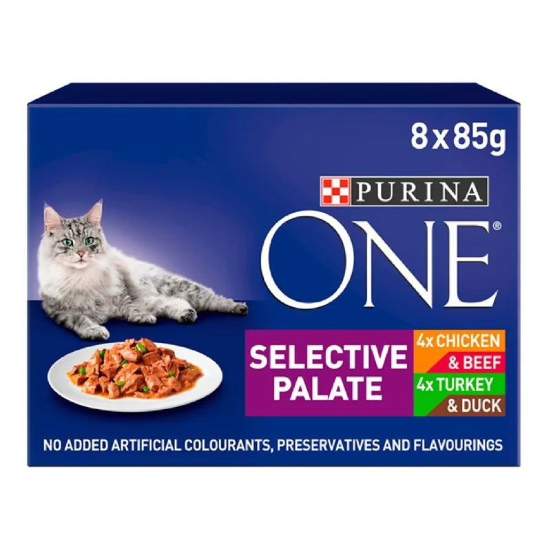    - Cat food for multi-cat households  Purina One Selective Palate Cat Food in Gravy 8 x 85g