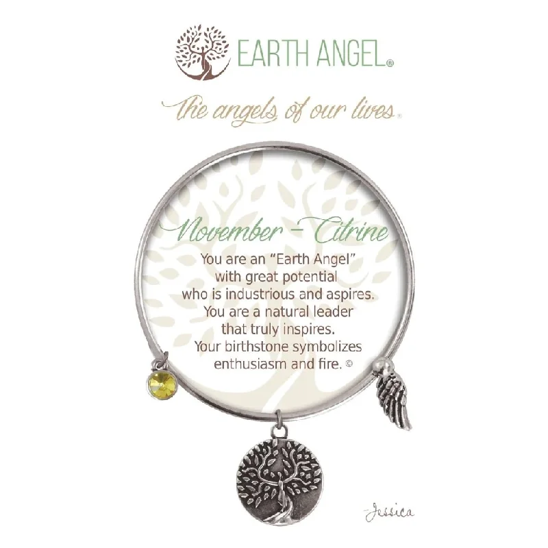 Earth Angel : November - Citrine Birthstone Bracelet in Silver