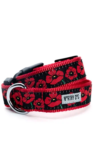 The Worthy Dog Collar: Poppies