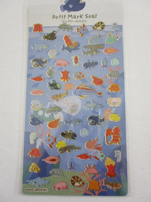 Cute Kawaii Kamio Fish Sea Ocean Sticker Sheet - with Gold Accents - for Journal Planner Craft Agenda Organizer Scrapbook