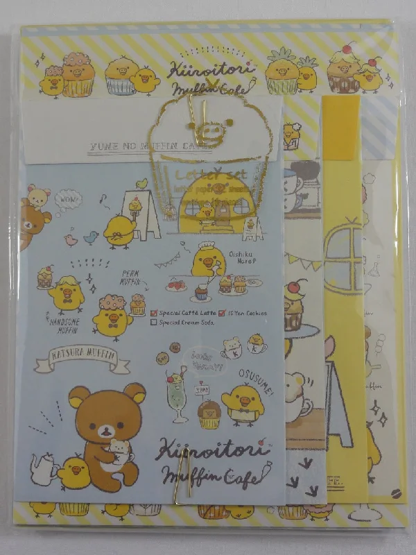 Cute Kawaii San-X Muffin Cafe Rilakkuma Letter Set Pack - Stationery Writing Paper Envelope Penpal