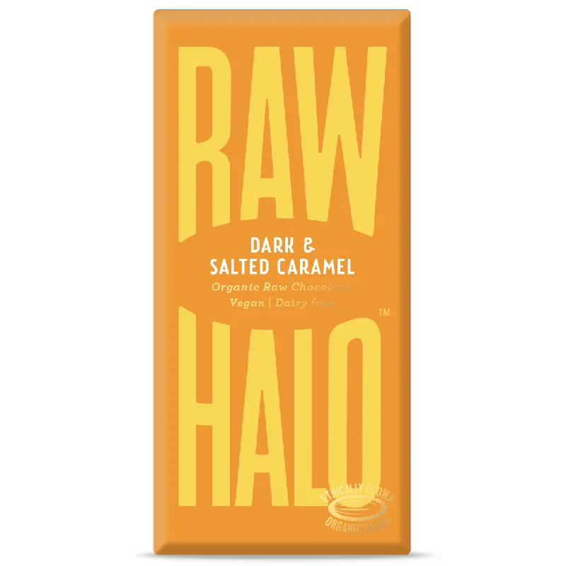 Raw Halo Vegan Dark & Salted Caramel Chocolate Bar 70g