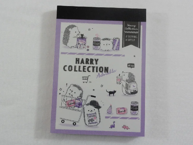 Cute Kawaii Kamio Hedgehog Grocery Shopping Soda Drink Mini Notepad / Memo Pad A - Stationery Designer Paper Collection