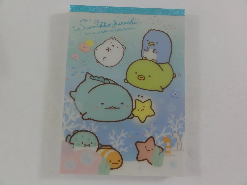 Cute Kawaii San-X Sumikko Gurashi Ocean Sea Beach 4 x 6 Inch Notepad / Memo Pad - Stationery Designer Paper Collection