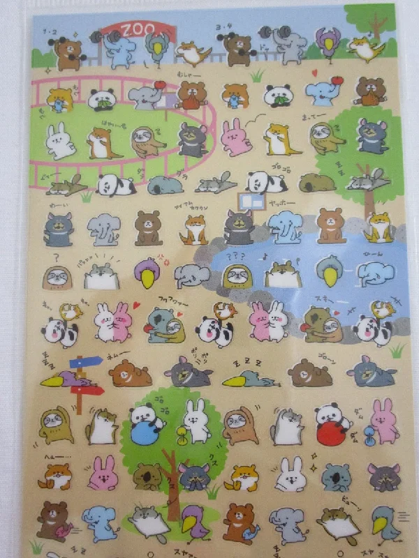 Cute Kawaii MW Healthy Animals Panda Bear Elephant Rabbit Sticker Sheet - for Journal Planner Craft Organizer Calendar