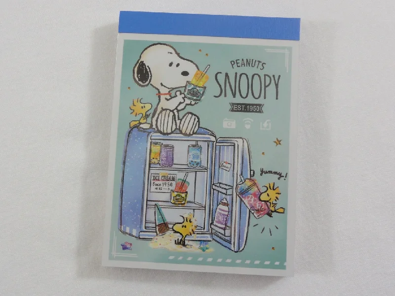 Cute Kawaii Snoopy Drinks What's in the Refrigerator Mini Notepad / Memo Pad - Stationery Designer Writing Paper Collection