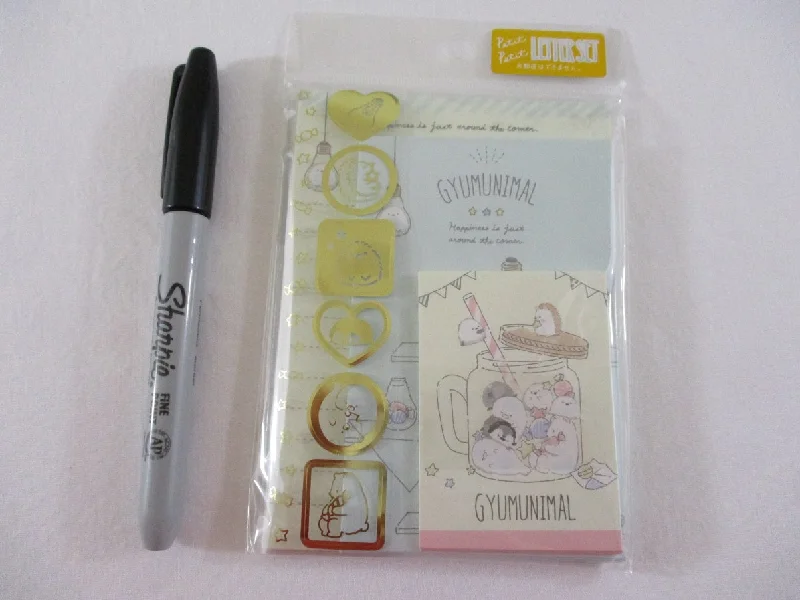 Cute Kawaii Crux Gyumunimal Bear Seal Hedgehog MINI Letter Set Pack - Stationery Writing Note Paper Envelope