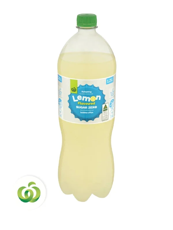 WOOLWORTHS LEMON ZERO SUGAR SOFT DRINK 1.25L