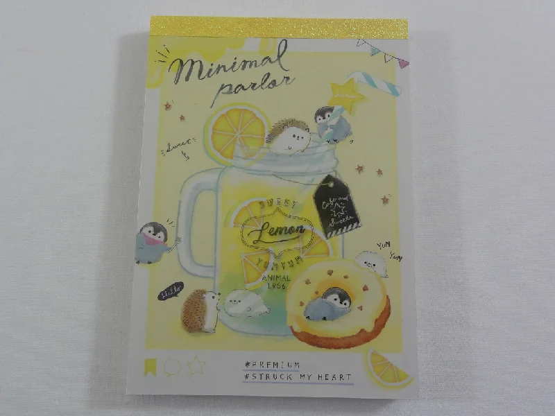 Cute Kawaii Q-Lia Hedgehog Sweet Lemon Penguin 4 x 6 Inch Notepad / Memo Pad - Stationery Designer Paper Collection