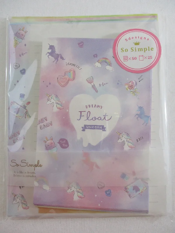 Cute Kawaii Crux Dreamy Unicorn Float Letter Set Pack - Stationery Writing Paper Penpal