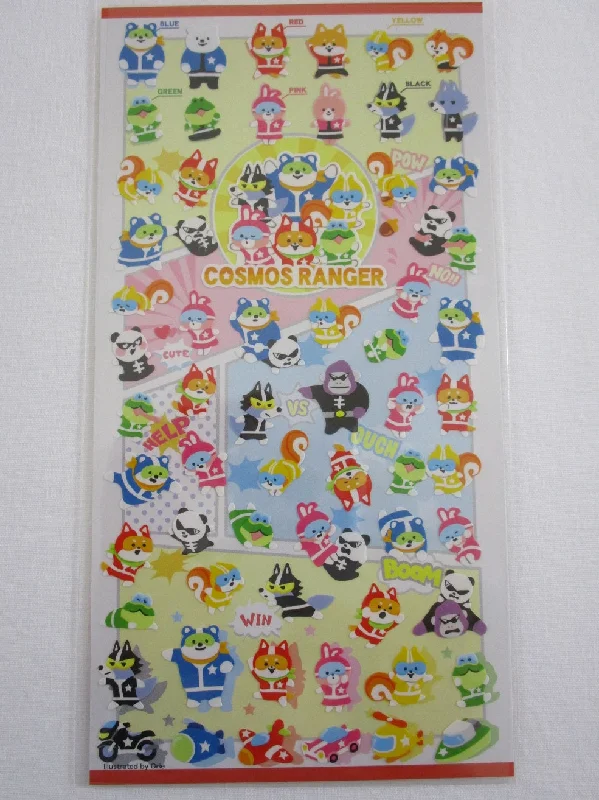 Cute Kawaii Mind Wave Cosmos Ranger Super Hero Animals Sticker Sheet - for Journal Planner Craft