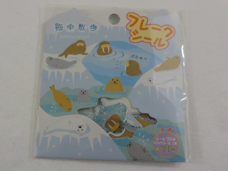 Cute Kawaii Naito Ocean Sea Animals Underwater Seal Theme Stickers Sack - C