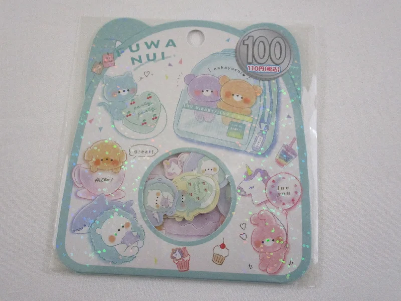 Cute Kawaii Kamio Fuwaa Nui Bear Seal Flake Stickers Sack - for Journal Planner Craft Scrapbook Agenda