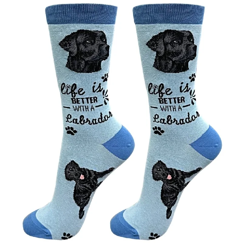 E & S Imports : Life Is Better With A Black Labrador Unisex Socks - Blue