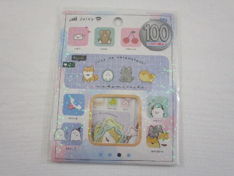 Cute Kawaii Kamio Phone Apps Bear Ghost Dog #juicy na Flake Stickers Sack - for Journal Planner Craft Scrapbook Agenda