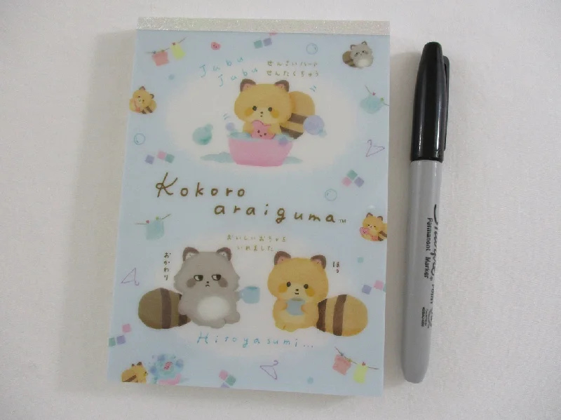 Cute Kawaii San-X Kokoro Araiguma Raccoon 4 x 6 Inch Notepad / Memo Pad - A - Stationery Designer Paper Collection