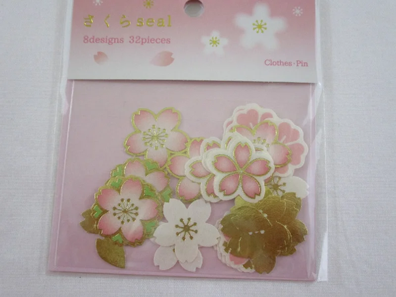 Flowers Sakura Cherry Blossom - Flake Stickers Sack Clothes-pin - Beautiful Garden Love Wedding Bouquet for Journal Agenda Planner Scrapbooking Craft