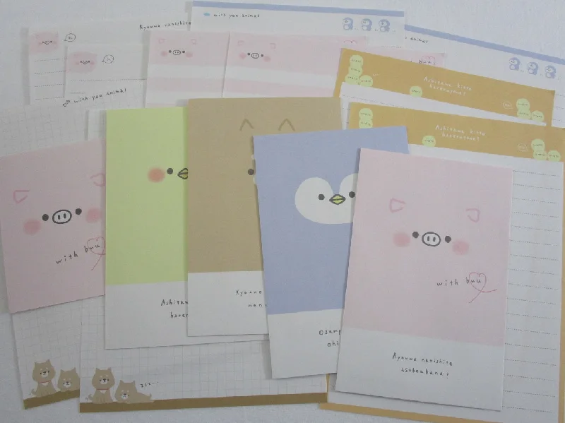 Cute Kawaii Kamio With Buu Pig Dog Chick Piyo Letter Sets Stationery - writing paper envelope