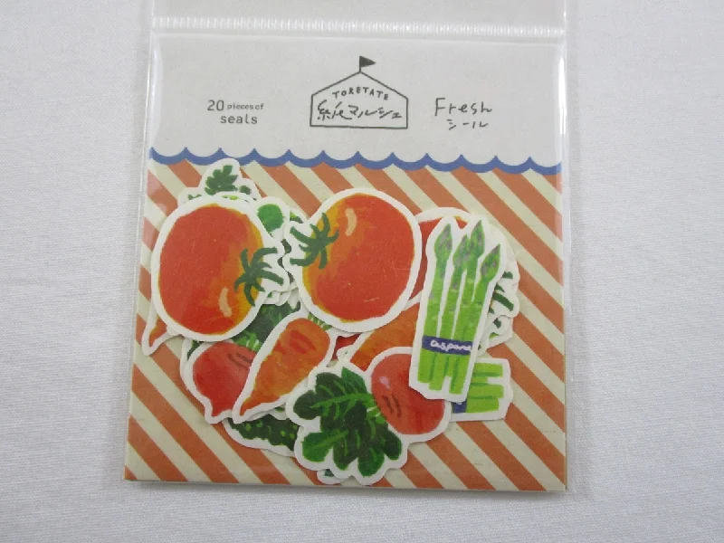 Cute Kawaii Healthy Vegetable Carrot Tomato Asparagus Broccoli Kitchen Chef Flake Stickers Sack - Furukawashiko Japan - for Journal Agenda Planner Scrapbooking Craft