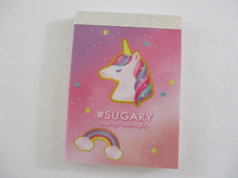 Cute Kawaii Mind Wave Unicorn Melty Midnight Mini Notepad / Memo Pad - Stationery Design Writing Collection