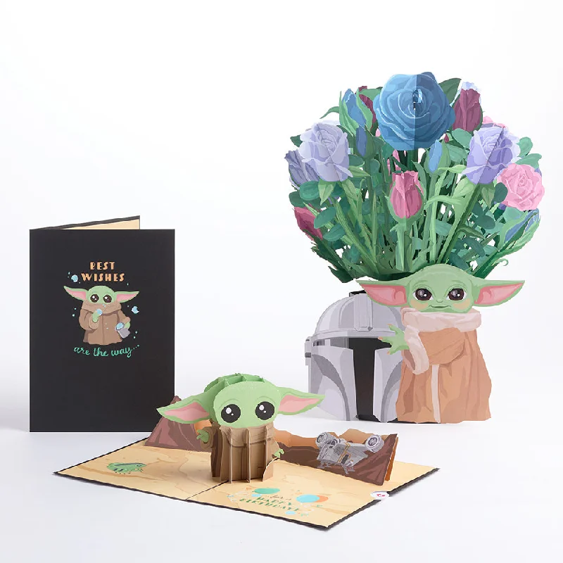 Star Wars™ The Mandalorian™ Grogu™ Birthday Pop-Up Card & Flower Buds Bouquet Bundle