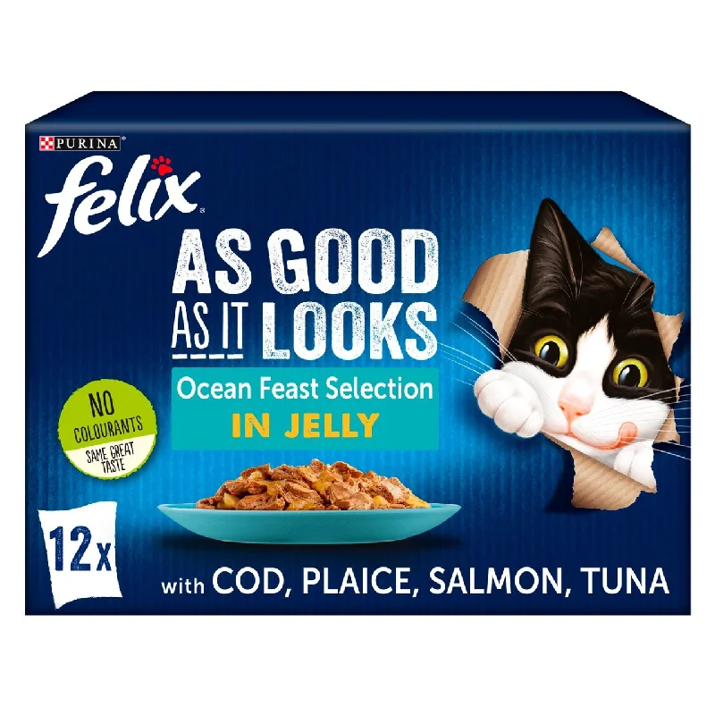    - Cat food for coat health  Felix As Good As It Looks Cat Food Ocean Feasts in Jelly 12 x 100g