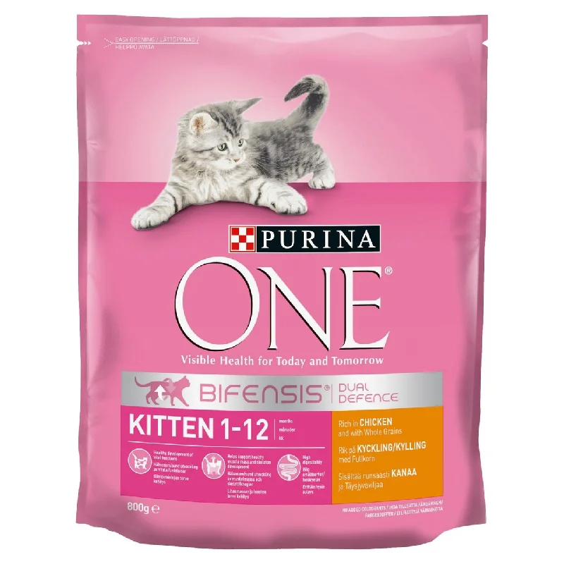    - Cat food for immune system support  Purina ONE Kitten Dry Cat Food Chicken and Wholegrain 800g