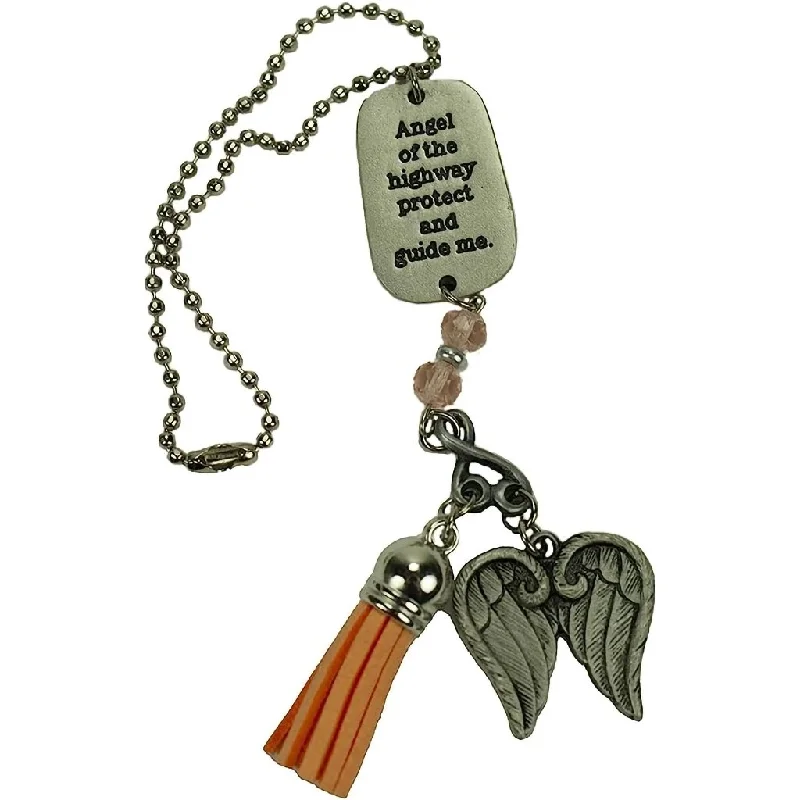 Cathedral Art : Angel of The Highway Orange Tassel Angel Car Charm With Beads