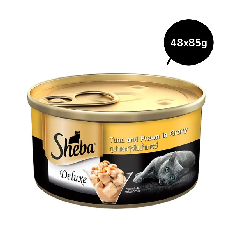 3. **Pet food bowl is anti-slip design**Sheba Tuna Fillet & Whole Prawns in Gravy Premium Cat Wet Food